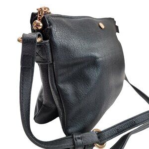Lauren Conrad Black Crossbody Shoulder Handbag Purse Rose Gold Hardware PD037